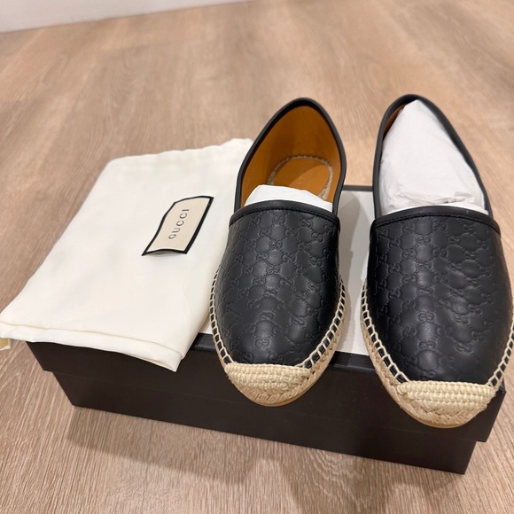 Gucci Black Monogram Logo Espadrilles - Picture 1 of 6